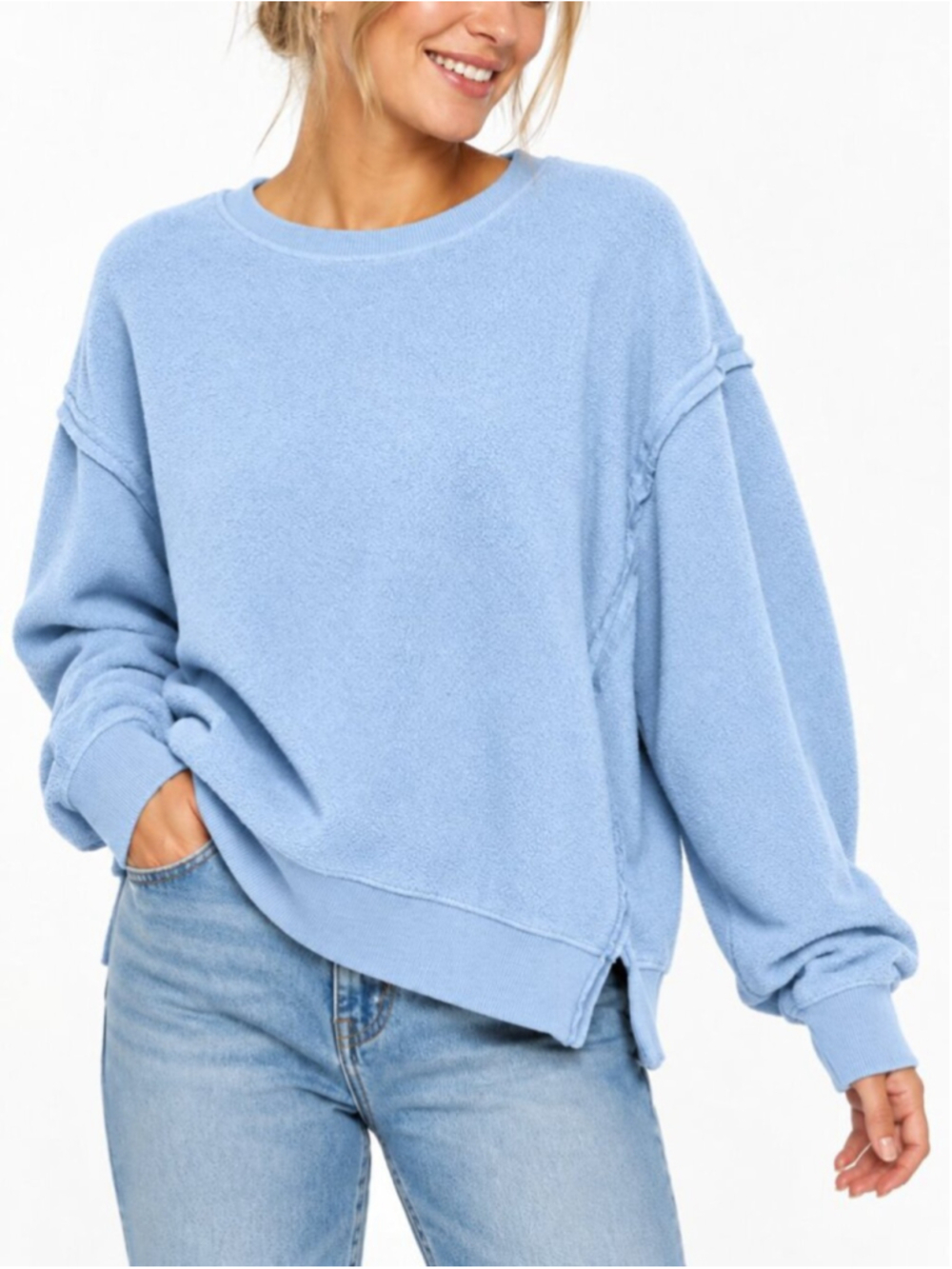 AMERICAN EAGLE Seriously Huggable Sweatshirt Blue Medium Crew Pullover Oversized